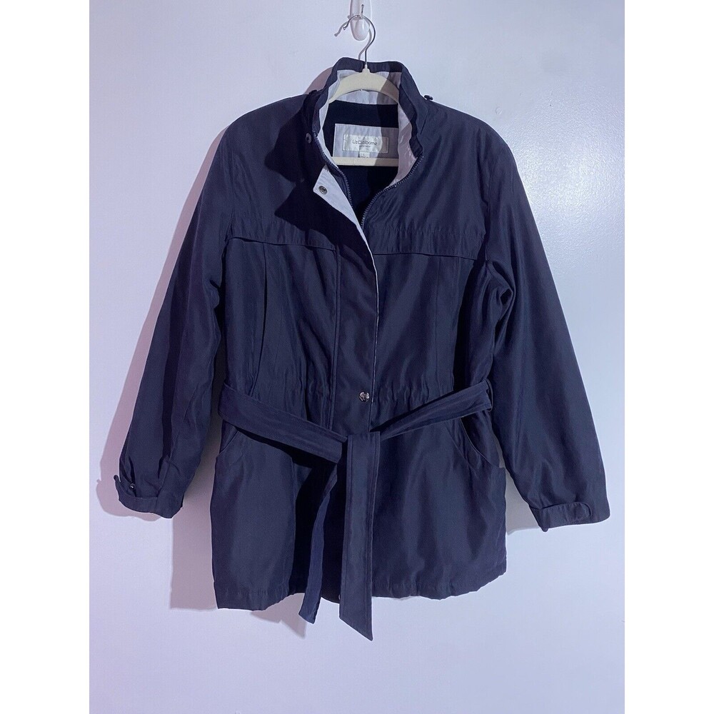 Vtg Liz Claiborne Jacket Women L Blue Full Zip Fleece Lined Outdoor coat
